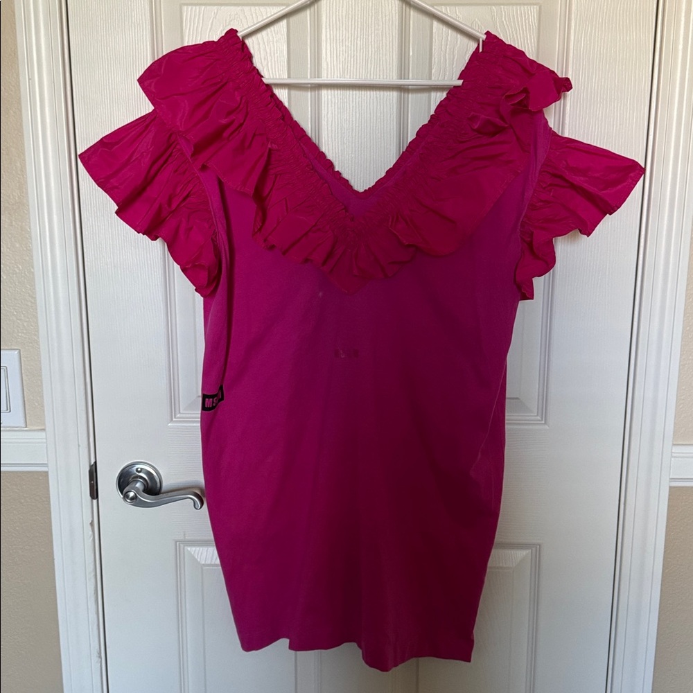 MSGM Fuchsia Ruffle Dress